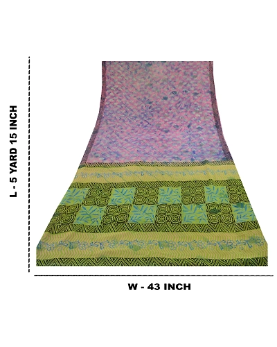 Sanskriti Vintage Purple Sarees Pure Georgette Silk Sari Printed Craft Fabric, PRG-10169-Purple-Printed Floral Design-Pure Georgette Silk-3