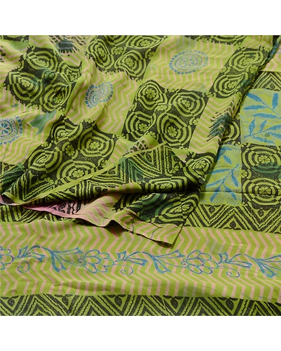 Sanskriti Vintage Purple Sarees Pure Georgette Silk Sari Printed Craft Fabric, PRG-10169-Purple-Printed Floral Design-Pure Georgette Silk-7