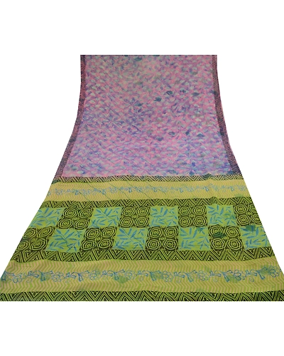 Sanskriti Vintage Purple Sarees Pure Georgette Silk Sari Printed Craft Fabric, PRG-10169-Purple-Printed Floral Design-Pure Georgette Silk-8