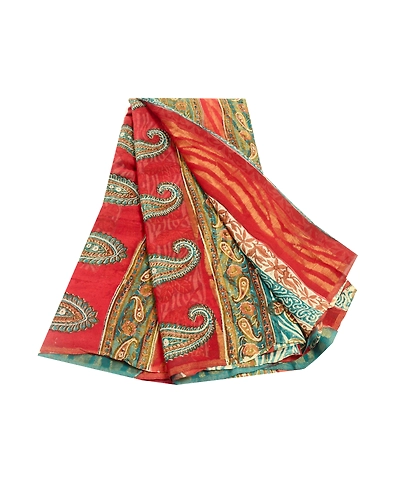 Sanskriti Vintage Red Sarees Pure Georgette Silk Printed Woven Sari Craft Fabric, PRG-10203-Red-Printed Floral Design-Pure Georgette Silk-2