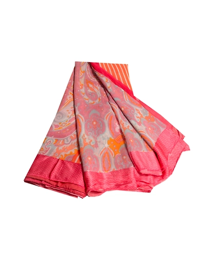 Sanskriti Vintage Pink Sarees Blend Georgette Printed Sari Soft Sewing Fabric, PRG-10228-Pink-Printed Floral Design-Blend Georgette-2