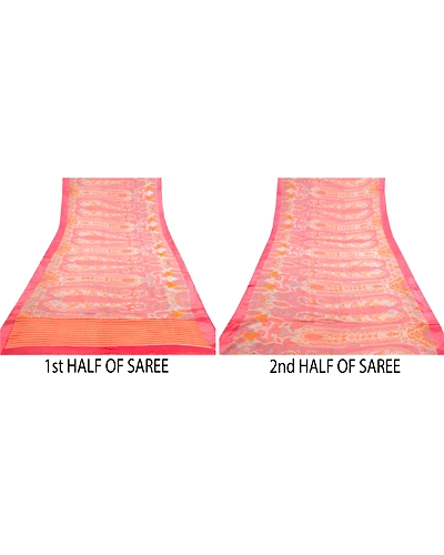 Sanskriti Vintage Pink Sarees Blend Georgette Printed Sari Soft Sewing Fabric, PRG-10228-Pink-Printed Floral Design-Blend Georgette-5