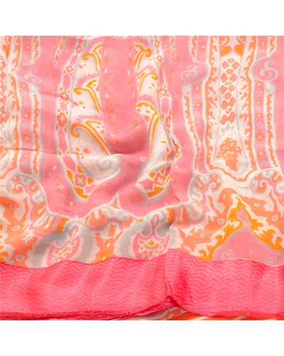 Sanskriti Vintage Pink Sarees Blend Georgette Printed Sari Soft Sewing Fabric, PRG-10228-Pink-Printed Floral Design-Blend Georgette-6
