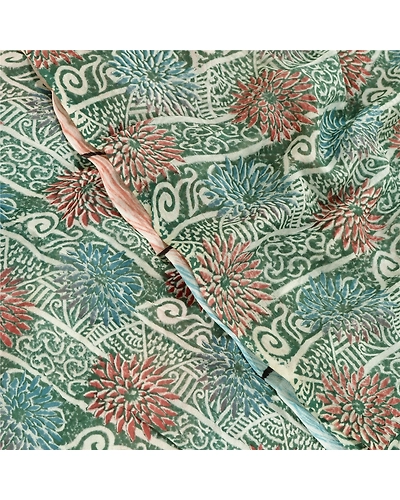 Sanskriti Vintage Green Sarees Blend Georgette Printed Sari Floral Craft Fabric, PRG-10240-Green-Printed Floral Design-Blend Georgette-1