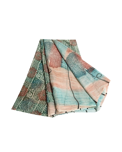 Sanskriti Vintage Green Sarees Blend Georgette Printed Sari Floral Craft Fabric, PRG-10240-Green-Printed Floral Design-Blend Georgette-2