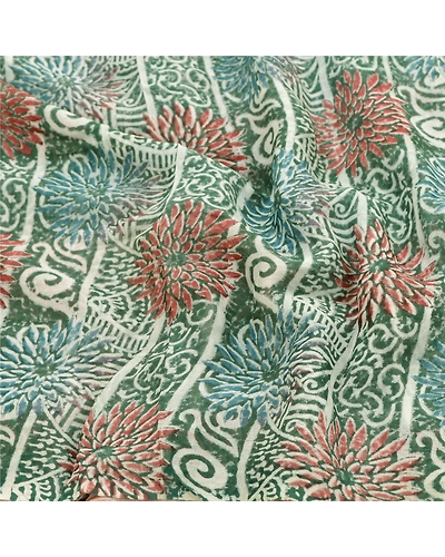Sanskriti Vintage Green Sarees Blend Georgette Printed Sari Floral Craft Fabric, PRG-10240-Green-Printed Floral Design-Blend Georgette-6