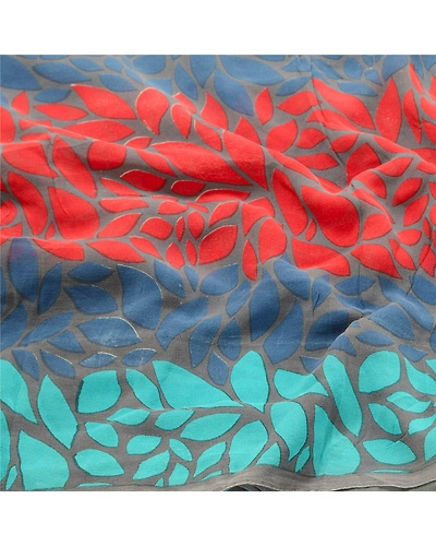 Sanskriti Vintage Blue Printed Sarees Pure Georgette Silk Sari 5Yd Craft Fabric, PRG-10267-Blue-Printed Floral Design-Pure Georgette Silk-6