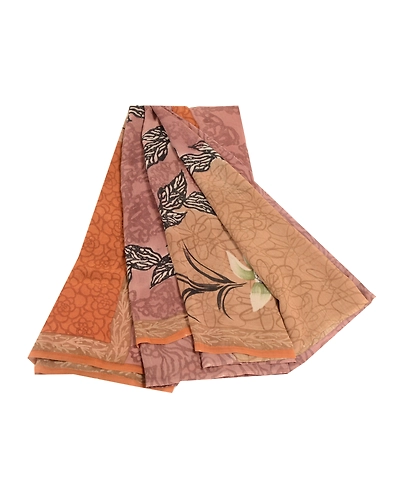 Sanskriti Vintage Dusty Pink Print Sarees Pure Georgette Silk Sari Craft Fabric, PRG-10282-Dusty Pink-Printed Floral Design-Pure Georgette Silk-2