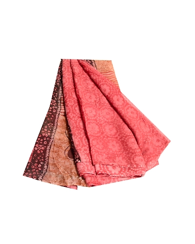 Sanskriti Vintage Pink Sarees Blend Georgette Printed Sari Craft 5 Yard Fabric, PRG-10303-Shade Of Pink-Printed Work-Blend Georgette-2
