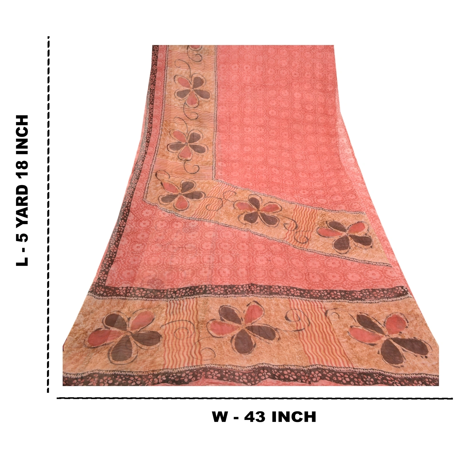 Sanskriti Vintage Pink Sarees Blend Georgette Printed Sari Craft 5 Yard Fabric, PRG-10303-Shade Of Pink-Printed Work-Blend Georgette-3