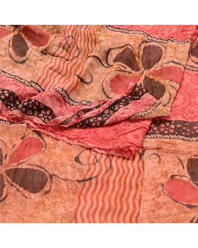 Sanskriti Vintage Pink Sarees Blend Georgette Printed Sari Craft 5 Yard Fabric, PRG-10303-Shade Of Pink-Printed Work-Blend Georgette-9