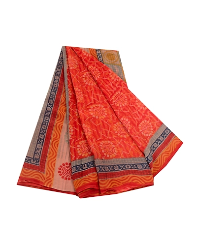 Sanskriti Vintage Red Sarees Pure Georgette Silk Printed Sari 5Yd Craft Fabric, PRG-10344-Red-Printed Floral Design-Pure Georgette Silk-2