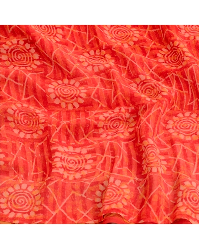 Sanskriti Vintage Red Sarees Pure Georgette Silk Printed Sari 5Yd Craft Fabric, PRG-10344-Red-Printed Floral Design-Pure Georgette Silk-7