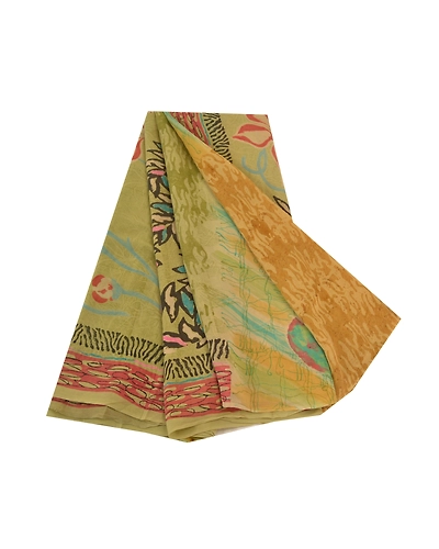 Sanskriti Vintage Multi Sarees Pure Georgette Silk Print Sari 5Yd Craft Fabric, PRG-10355-Multi-Printed Floral Design-Pure Georgette Silk-2