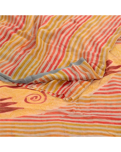 Sanskriti Vintage Multi Pure Georgette Silk Sarees Printed Sari 5Yd Craft Fabric, PRG-1055-Multi-Printed Floral Design-Pure Georgette Silk-9