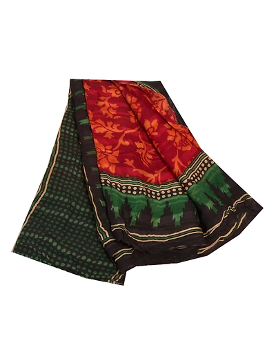 Sanskriti Vintage Dark Red Sarees Blend Georgette Printed Sari 5 Yd Craft Fabric, PRG-8798-Dark Red-Printed Floral Design-Blend Georgette-2