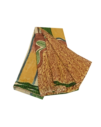 Sanskriti Vintage Brown Sarees Pure Georgette Silk Printed Sari 5Yd Craft Fabric, PRG-8806-Brown-Printed Floral Design-Pure Georgette Silk-2