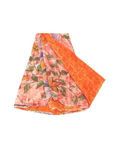 Sanskriti Vintage Red Saree Blend Georgette Printed Sari 5 Yard Craft Fabric, PRG-8855-Red-Printed Floral Design-Blend Georgette-2