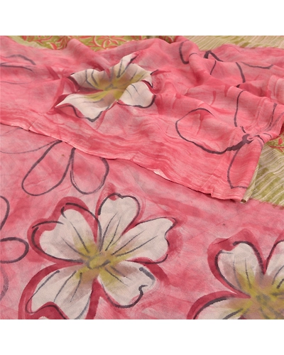Sanskriti Vintage Indian Sarees Blend Georgette Printed Fabric Craft 5 Yard Sari, PRG-8885-Multi Color-Printed Work-Blend Georgette-9