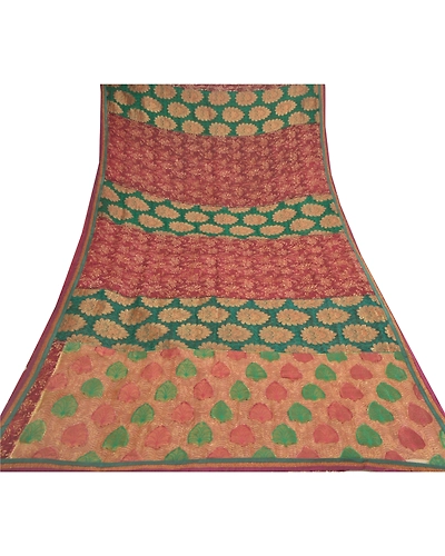 Sanskriti Vintage Dark Red Sarees Pure Georgette Silk Fabric Craft Printed Sari, PRG-8926-Dark Red-Printed Work-Pure Georgette Silk-8