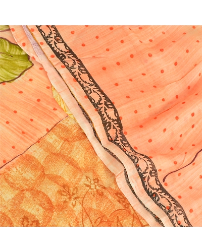 Sanskriti Vintage Indian Sarees Blend Georgette Fabric Craft Printed Sari, PRG-8929-Multi Color-Printed Work-Blend Georgette-1