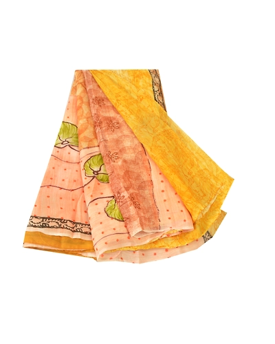 Sanskriti Vintage Indian Sarees Blend Georgette Fabric Craft Printed Sari, PRG-8929-Multi Color-Printed Work-Blend Georgette-2