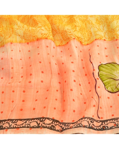 Sanskriti Vintage Indian Sarees Blend Georgette Fabric Craft Printed Sari, PRG-8929-Multi Color-Printed Work-Blend Georgette-6
