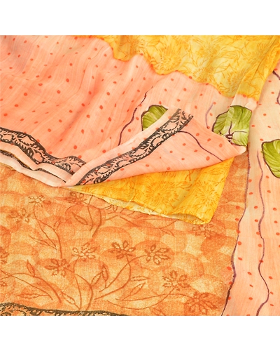 Sanskriti Vintage Indian Sarees Blend Georgette Fabric Craft Printed Sari, PRG-8929-Multi Color-Printed Work-Blend Georgette-7