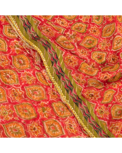 Sanskriti Vintage Red Sarees Blend Georgette Printed Fabric Craft Sari, PRG-8942-Red-Printed Work-Blend Georgette-1