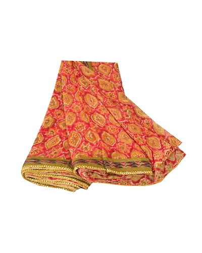 Sanskriti Vintage Red Sarees Blend Georgette Printed Fabric Craft Sari, PRG-8942-Red-Printed Work-Blend Georgette-2