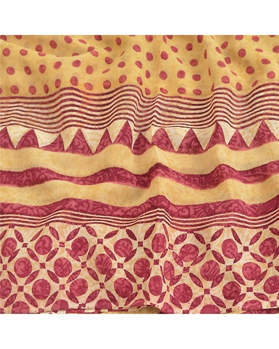 Sanskriti Vintage Dark Red Sarees Pure Georgette Silk Printed Fabric Craft Sari, PRG-8963-Dark Red &amp; Cream-Printed Work-Pure Georgette Silk-6