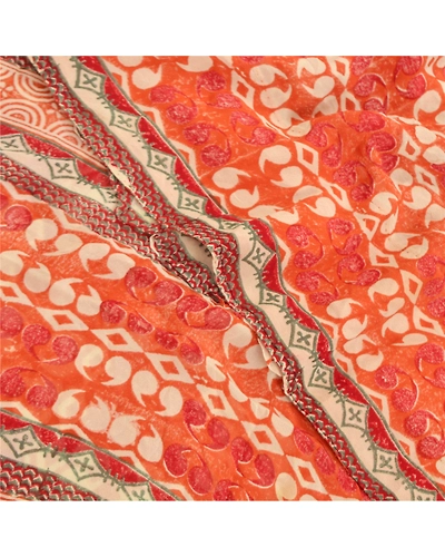 Sanskriti Vintage Rusty Orange Sarees Pure Georgette Silk Printed Sari Fabric, PRG-9197-Rusty Orange-Printed Floral Design-Pure Georgette Silk-1