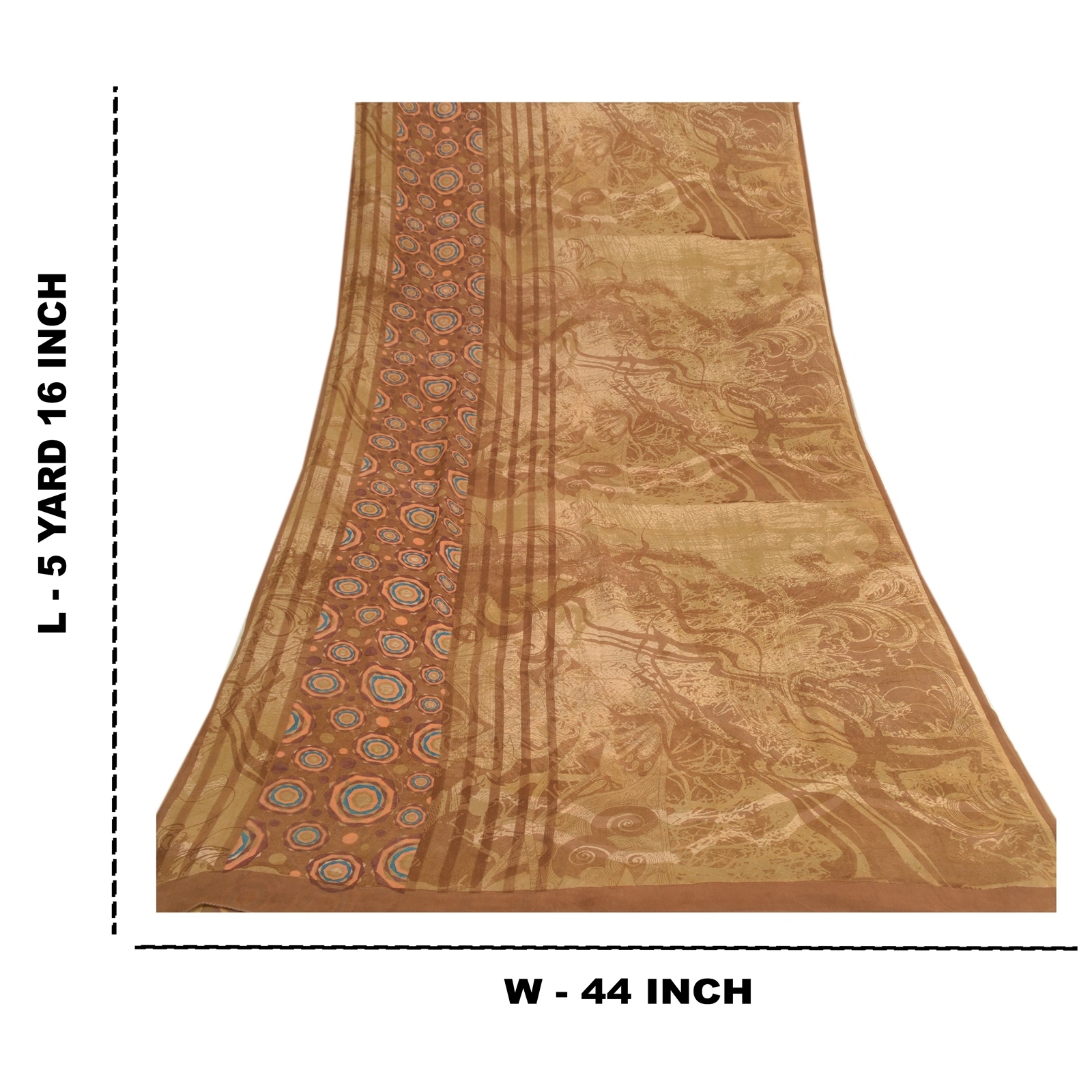 Sanskriti Vintage Brown Sarees Pure Georgette Silk Printed Sari 5Yd Craft Fabric, PRG-9316-Brown-Printed Floral Design-Pure Georgette Silk-3