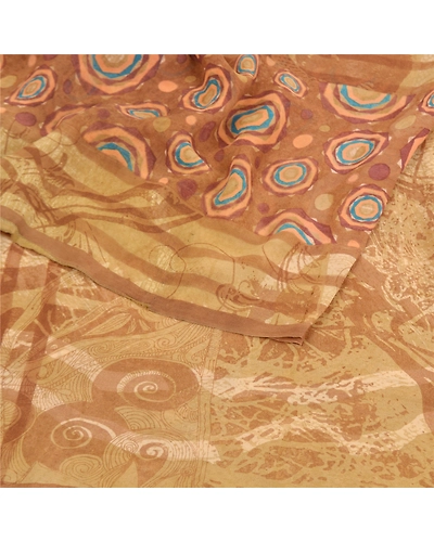 Sanskriti Vintage Brown Sarees Pure Georgette Silk Printed Sari 5Yd Craft Fabric, PRG-9316-Brown-Printed Floral Design-Pure Georgette Silk-9