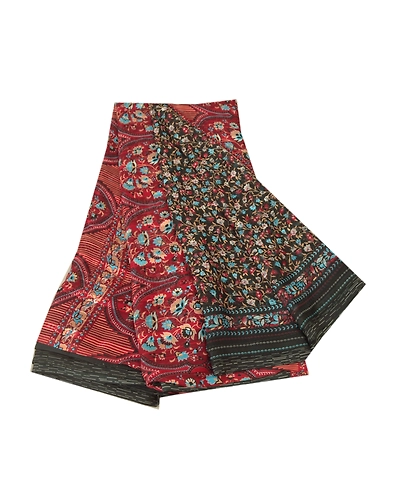 Sanskriti Vintage Black Sarees Georgette Floral Printed 5 Yard Soft Sari Fabric, PRG-9336-Black-Printed Floral Design-Georgette-2