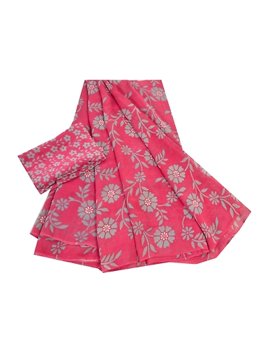 Sanskriti Vintage Pink Sarees Pure Georgette Silk Printed Blouse Pc Sari Fabric, PRG-9362-Pink-Printed Floral Design-Pure Georgette Silk-2