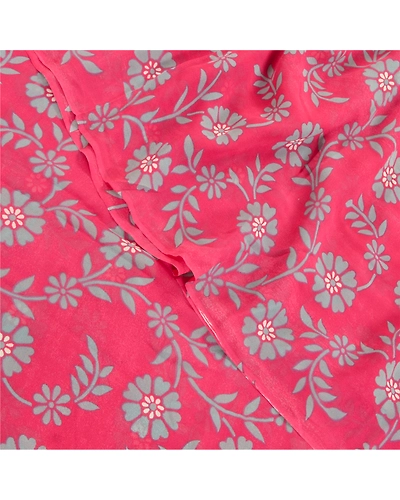 Sanskriti Vintage Pink Sarees Pure Georgette Silk Printed Blouse Pc Sari Fabric, PRG-9362-Pink-Printed Floral Design-Pure Georgette Silk-5