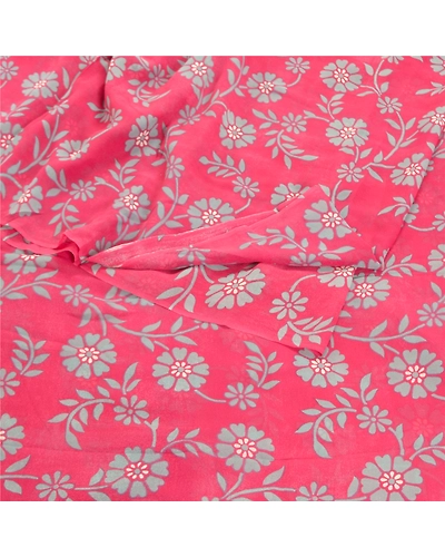 Sanskriti Vintage Pink Sarees Pure Georgette Silk Printed Blouse Pc Sari Fabric, PRG-9362-Pink-Printed Floral Design-Pure Georgette Silk-7