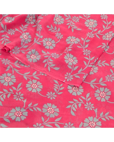 Sanskriti Vintage Pink Sarees Pure Georgette Silk Printed Blouse Pc Sari Fabric, PRG-9362-Pink-Printed Floral Design-Pure Georgette Silk-9