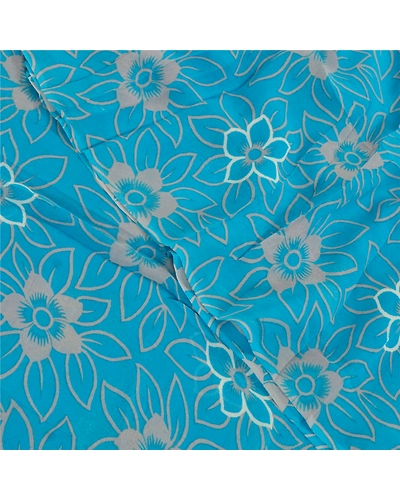 Sanskriti Vintage Blue Sarees Pure Georgette Silk Printed Blouse Pc Sari Fabric, PRG-9366-Blue-Printed Floral Design-Pure Georgette Silk-1