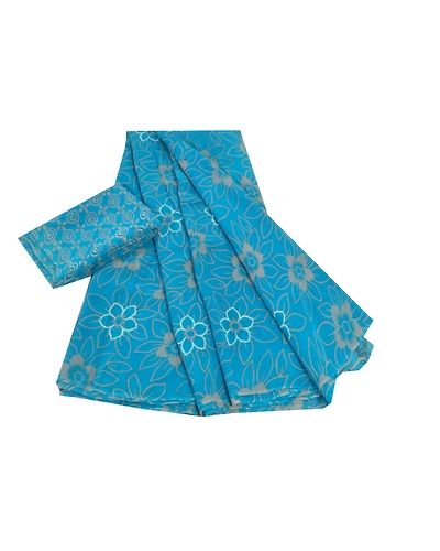 Sanskriti Vintage Blue Sarees Pure Georgette Silk Printed Blouse Pc Sari Fabric, PRG-9366-Blue-Printed Floral Design-Pure Georgette Silk-2