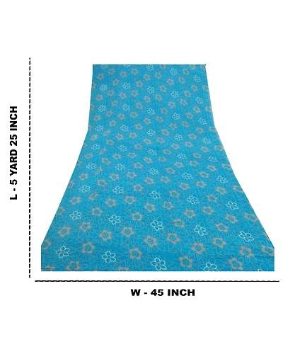 Sanskriti Vintage Blue Sarees Pure Georgette Silk Printed Blouse Pc Sari Fabric, PRG-9366-Blue-Printed Floral Design-Pure Georgette Silk-3