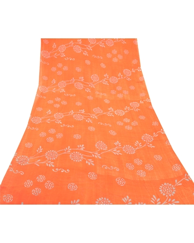 Sanskriti Vintage Orange Sarees Pure Georgette Silk Print Blouse Pc Sari Fabric, PRG-9373-Orange-Printed Floral Design-Pure Georgette Silk-8