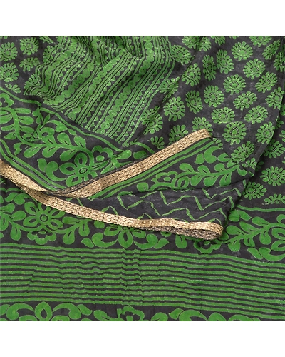 Sanskriti Vintage Green Sarees Blend Georgette Print Woven Sari 5Yd Craft Fabric, PRG-9412-Green-Printed Floral Design-Blend Georgette-7