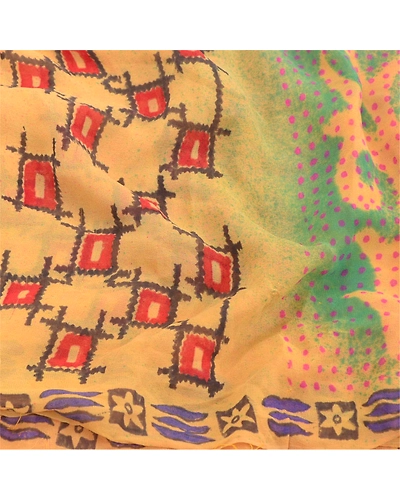 Sanskriti Vintage Sarees Pure Georgette Silk Printed Sari 5Yd Soft Craft Fabric, PRG-9476-Multicolor-Printed Floral Design-Pure Georgette Silk-6