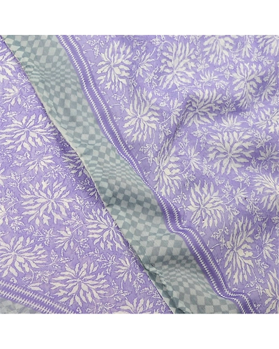 Sanskriti Vintage Purple Sarees Chiffon Floral Printed Sari Soft Sewing Fabric, PRG-9492-Purple-Printed Floral Design-Chiffon-1