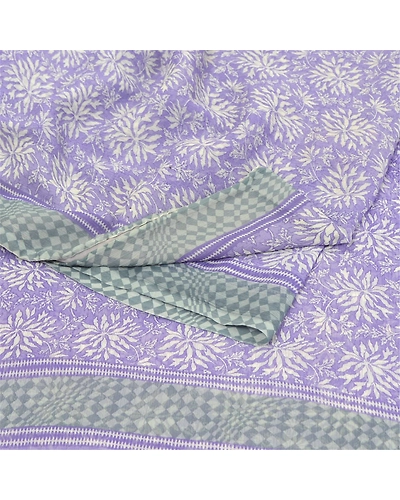 Sanskriti Vintage Purple Sarees Chiffon Floral Printed Sari Soft Sewing Fabric, PRG-9492-Purple-Printed Floral Design-Chiffon-7