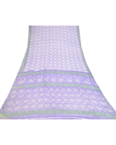 Sanskriti Vintage Purple Sarees Chiffon Floral Printed Sari Soft Sewing Fabric, PRG-9492-Purple-Printed Floral Design-Chiffon-8