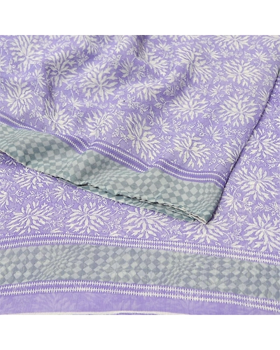 Sanskriti Vintage Purple Sarees Chiffon Floral Printed Sari Soft Sewing Fabric, PRG-9492-Purple-Printed Floral Design-Chiffon-9