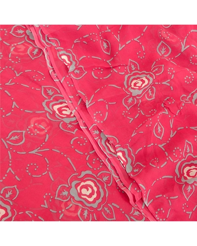 Sanskriti Vintage Red Sarees Pure Georgette Silk Printed Blouse Pc Sari Fabric, PRG-9520-Red-Printed Floral Design-Pure Georgette Silk-1